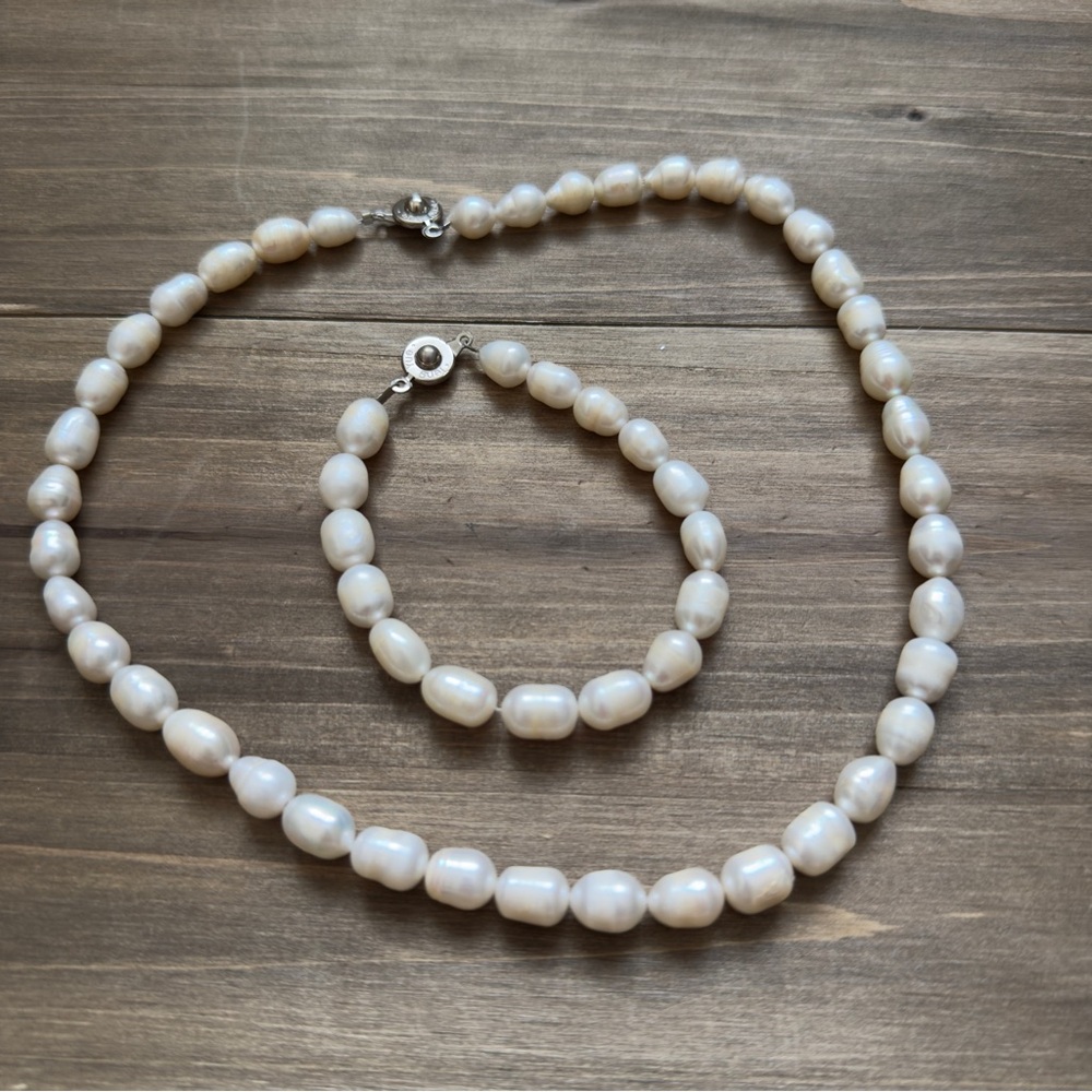 Freshwater Pearl Jewelry Set – Necklace & Bracelet – Teng Yue